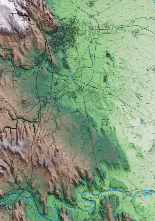 Mapa artístico del relieve de Vilamalla, al Alt Empordà, con 15 km de entorno y base topográfica ICGC
