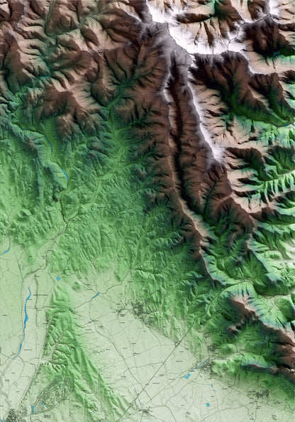 Mapa artístico del relieve de Vilamaniscle, al Alt Empordà, con 15 km de entorno y base topográfica ICGC
