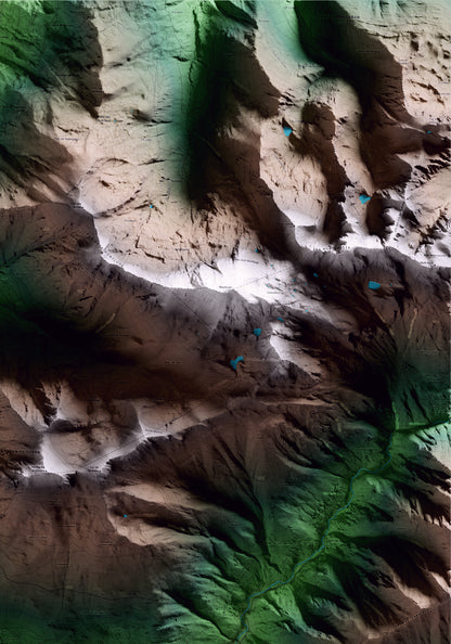 Mapa artístico del relieve de Vilamòs, al Aran, con 15 km de entorno y base topográfica ICGC. Detalle de la zona superior derecha.