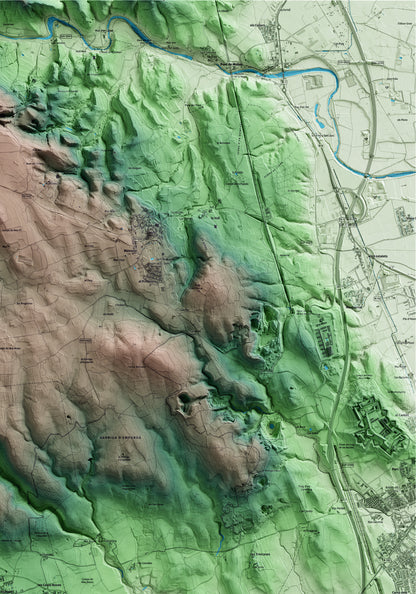 Mapa artístico del relieve de Vilanant, al Alt Empordà, con 15 km de entorno y base topográfica ICGC. Detalle de la zona superior derecha.
