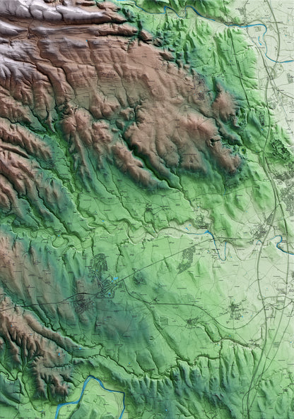 Mapa artístico del relieve de Vilanant, al Alt Empordà, con 15 km de entorno y base topográfica ICGC