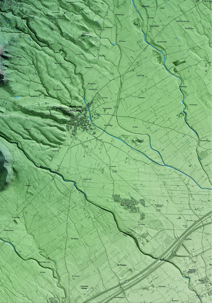 Mapa artístico del relieve de Vilanova d'Escornalbou, al Baix Camp, con 15 km de entorno y base topográfica ICGC. Detalle de la zona inferior derecha.