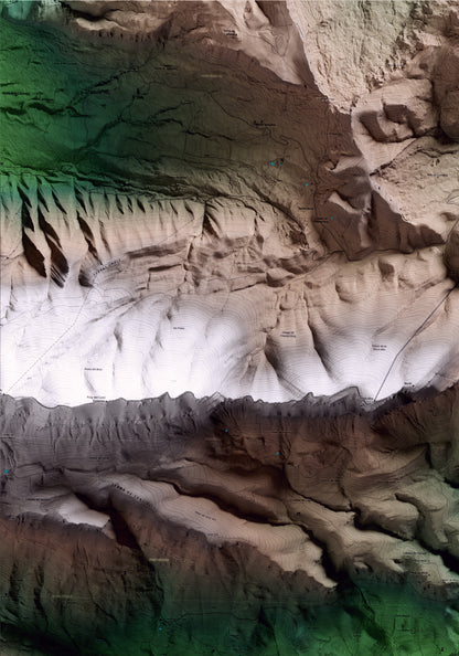 Mapa artístico del relieve de Vilanova de Meià, a la Noguera, con 15 km de entorno y base topográfica ICGC. Detalle de la zona superior izquierda.