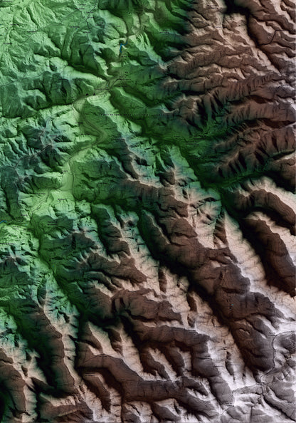 Mapa artístico del relieve de Vilanova de Sau, a Osona, con 15 km de entorno y base topográfica ICGC. Detalle de la zona inferior derecha.