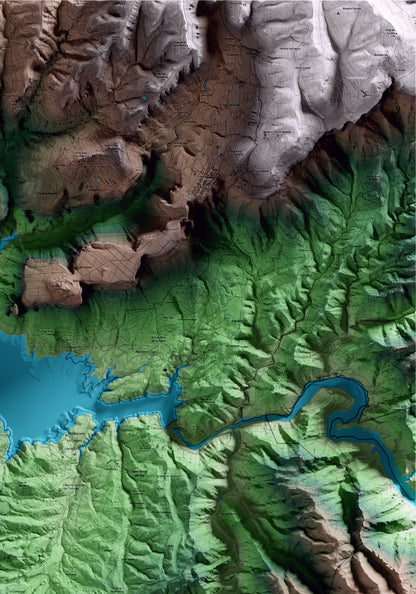 Mapa artístico del relieve de Vilanova de Sau, a Osona, con 15 km de entorno y base topográfica ICGC. Detalle de la zona superior derecha.