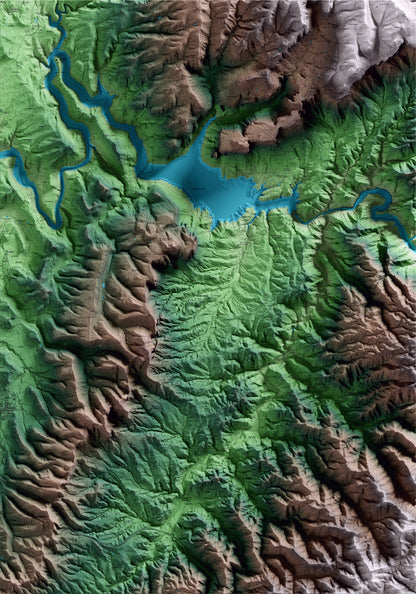 Mapa artístico del relieve de Vilanova de Sau, a Osona, con 15 km de entorno y base topográfica ICGC