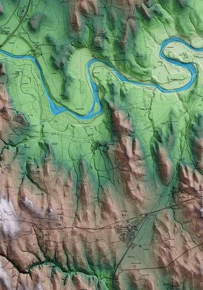 Mapa artístico del relieve de Vilaür, al Alt Empordà, con 15 km de entorno y base topográfica ICGC. Detalle de la zona central.
