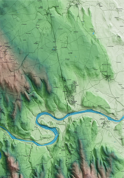 Mapa artístico del relieve de Vilaür, al Alt Empordà, con 15 km de entorno y base topográfica ICGC. Detalle de la zona superior derecha.
