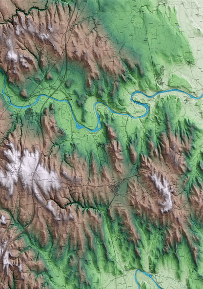 Mapa artístico del relieve de Vilaür, al Alt Empordà, con 15 km de entorno y base topográfica ICGC