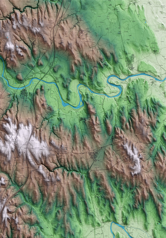 Mapa artístico del relieve de Vilaür, al Alt Empordà, con 15 km de entorno y base topográfica ICGC