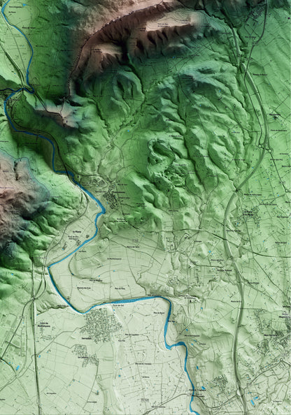 Mapa artístico del relieve de Vilaverd, a la Conca de Barberà, con 15 km de entorno y base topográfica ICGC. Detalle de la zona inferior derecha.