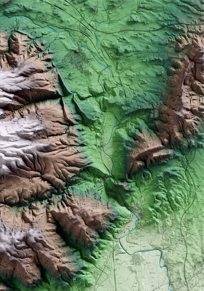 Mapa artístico del relieve de Vilaverd, a la Conca de Barberà, con 15 km de entorno y base topográfica ICGC