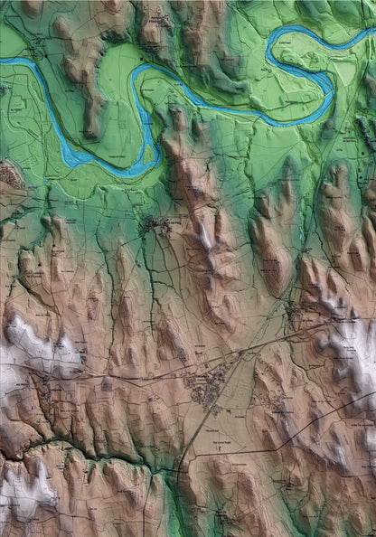Mapa artístico del relieve de Vilopriu, al Baix Empordà, con 15 km de entorno y base topográfica ICGC. Detalle de la zona superior izquierda.