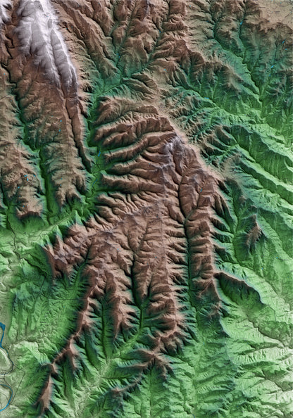 Mapa artístico del relieve de Viver i Serrateix, al Berguedà, con 15 km de entorno y base topográfica ICGC