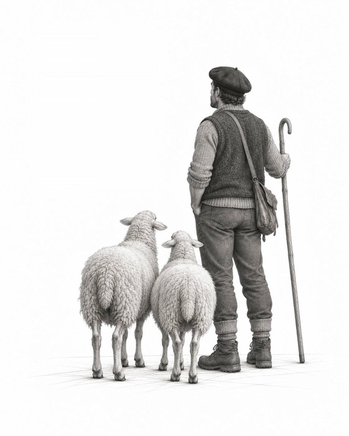 Shepherd and sheep