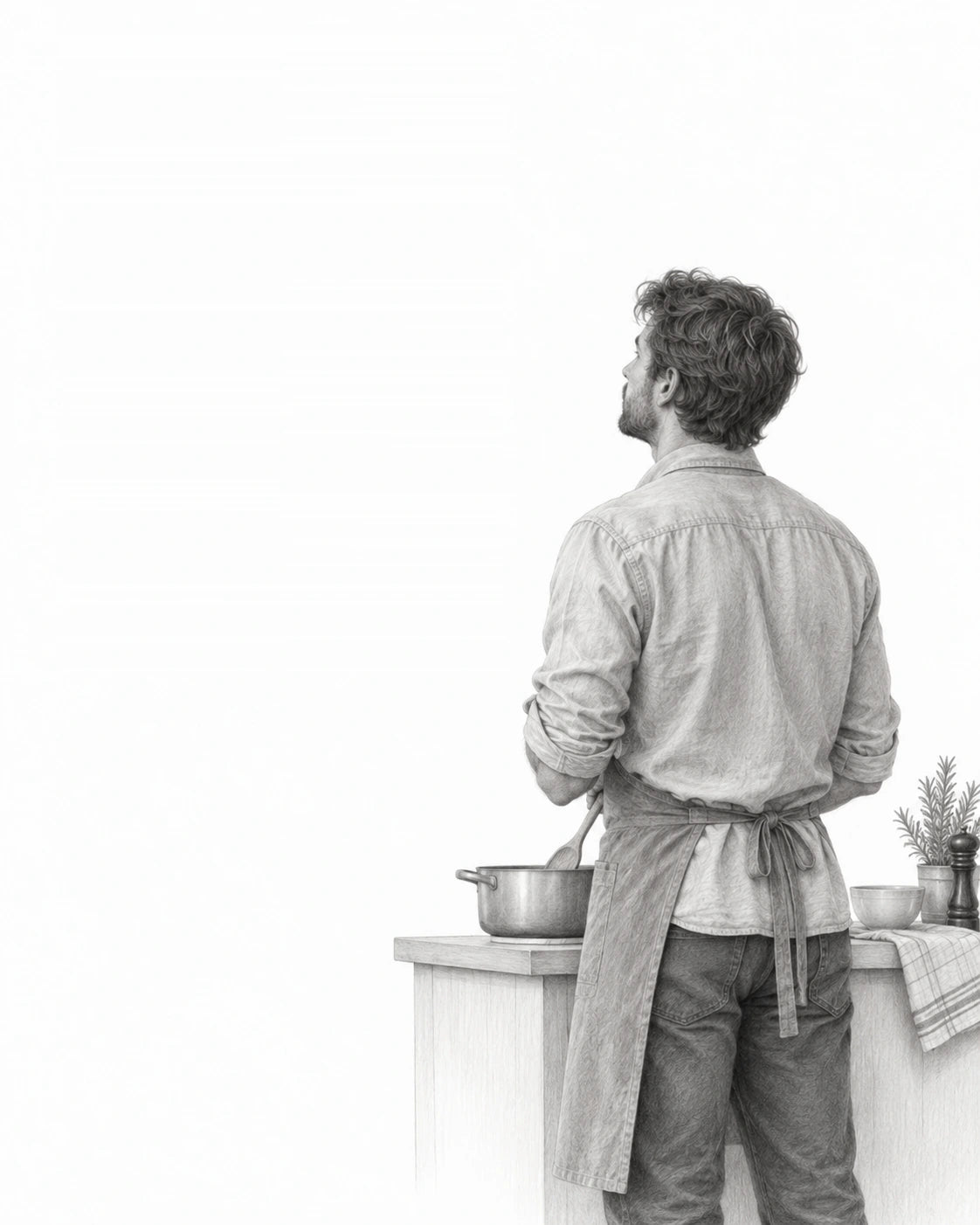 Man cooking at counter