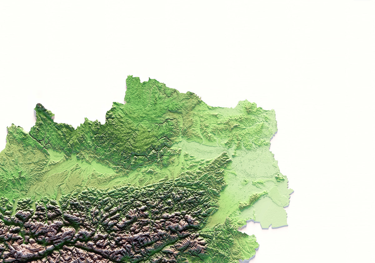Àustria: detall de la il·lustració del mapa en relleu.