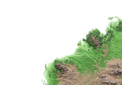Australia: detalle de la ilustración del mapa de relieve.