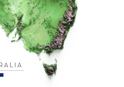 Australia: detalle de la ilustración del mapa de relieve.