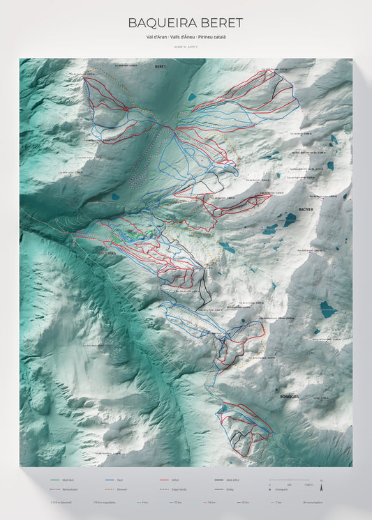 Mapa de pistas de Baqueira Beret · Alpina · 50 × 70 cm. Lámina completa.