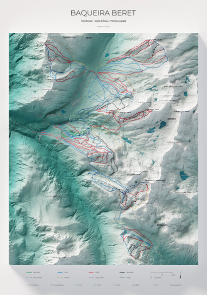 Mapa de pistas de Baqueira Beret · Alpina · 70 × 100 cm. Lámina completa.