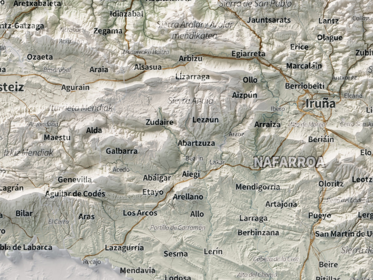 Euskal Herria, Cartogràfic, 30 × 40 cm: detall central.