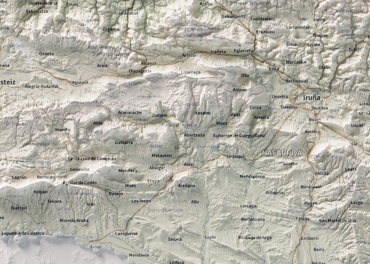 Euskal Herria, Cartogràfic, 50 × 70 cm: detall central.