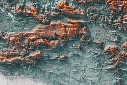 Euskal Herria, Blau i taronja, 61 × 91 cm: detall central.