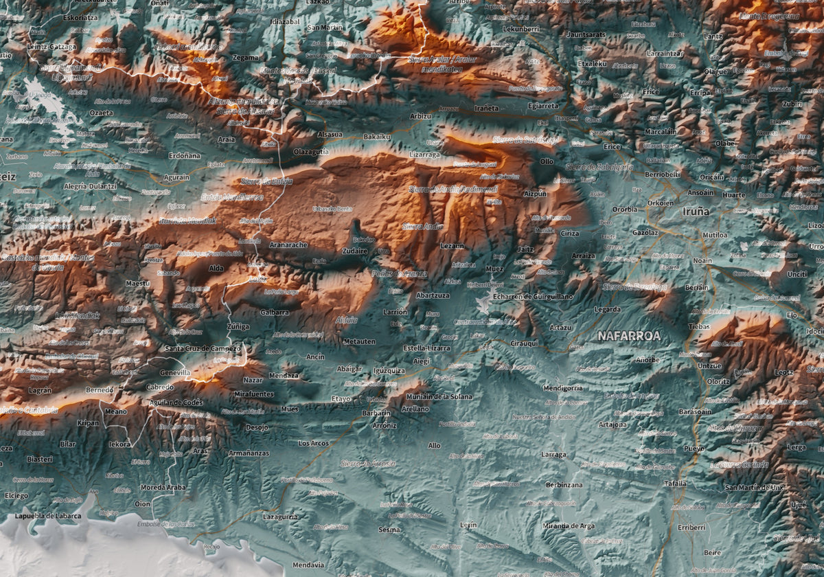 Euskal Herria, Blau i taronja, 70 × 100 cm: detall central.