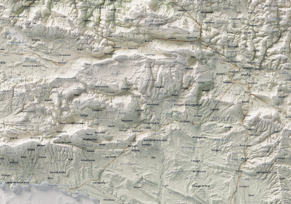 Euskal Herria, Cartogràfic, 70 × 100 cm: detall central.