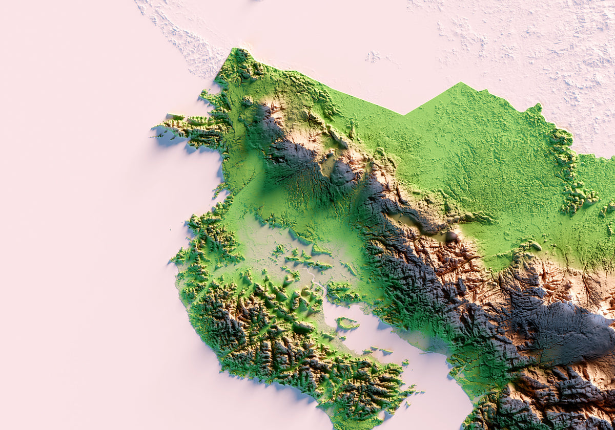 Costa Rica: detall de la il·lustració del mapa en relleu.