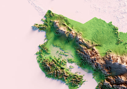 Costa Rica: detall de la il·lustració del mapa en relleu.