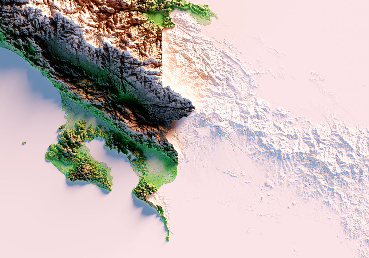 Costa Rica: detall de la il·lustració del mapa en relleu.