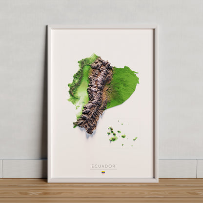 Ecuador: vista ambientada del mapa con marco decorativo (marco no incluido).