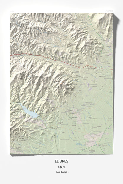 Mapa de relieve del Bres, 525 m, Baix Camp, lámina 100 Cims de Trobart 61 × 91 cm.