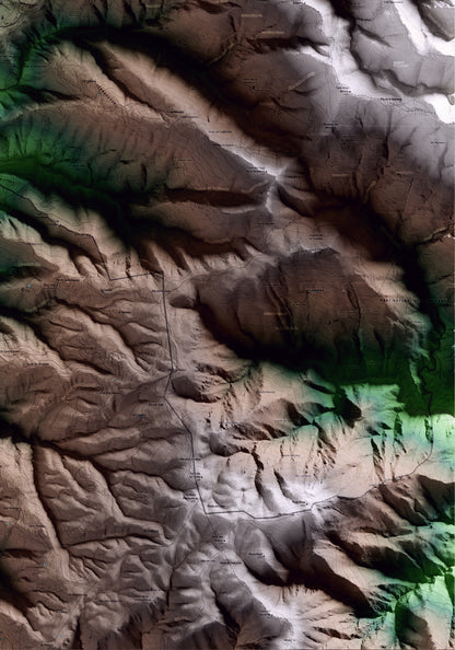 Mapa artístico del relieve del Brull, a Osona, con 15 km de entorno y base topográfica ICGC. Detalle de la zona inferior derecha.