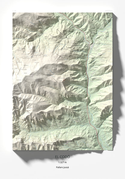 Mapa de relieve del Codó, 1327 m, Pallars Jussà, lámina 100 Cims de Trobart 70 × 100 cm.