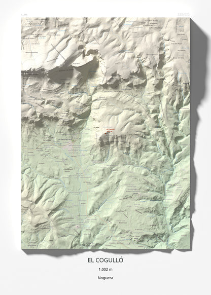 Mapa de relieve del Cogulló, 1002 m, Noguera, lámina 100 Cims de Trobart 50 × 70 cm.