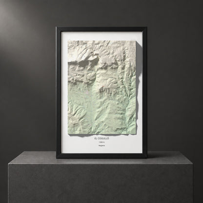 Mapa de relieve del Cogulló, 1002 m, Noguera, lámina 100 Cims de Trobart. Presentación enmarcada. 61 × 91 cm.