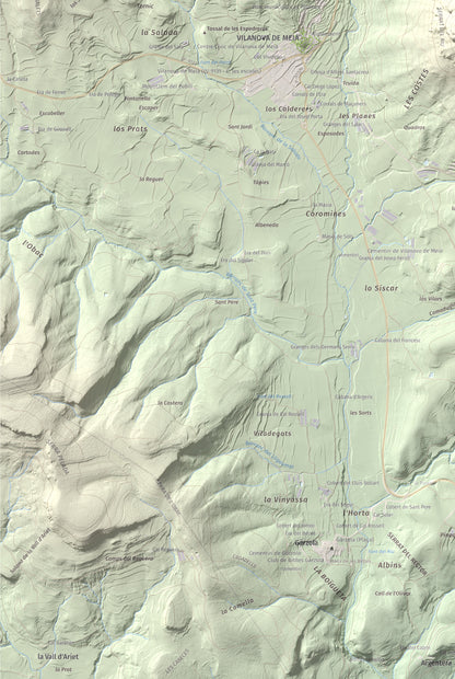 Mapa de relieve del Cogulló, 1002 m, Noguera, lámina 100 Cims de Trobart. Detalle de la zona inferior izquierda. 61 × 91 cm.