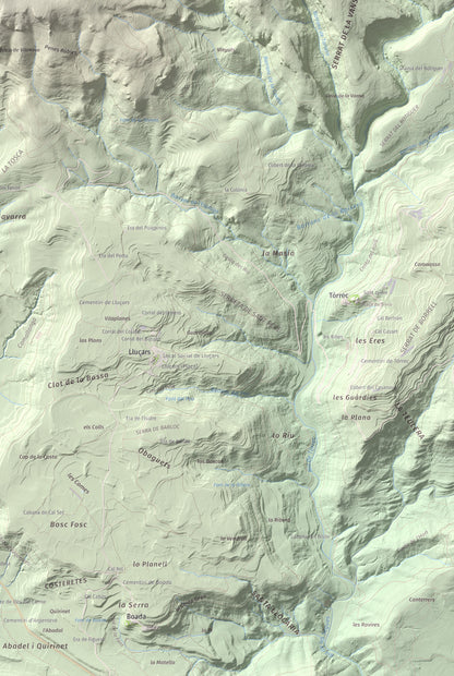 Mapa de relieve del Cogulló, 1002 m, Noguera, lámina 100 Cims de Trobart. Detalle de la zona inferior derecha. 61 × 91 cm.