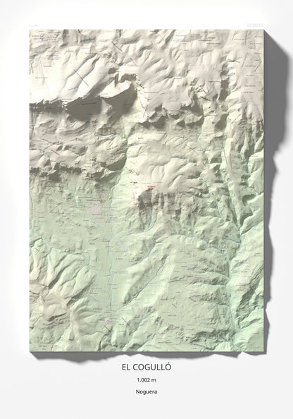 Mapa de relieve del Cogulló, 1002 m, Noguera, lámina 100 Cims de Trobart 70 × 100 cm.