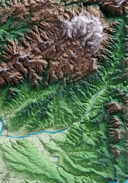 Mapa artístico del relieve del Molar, al Priorat, con 15 km de entorno y base topográfica ICGC