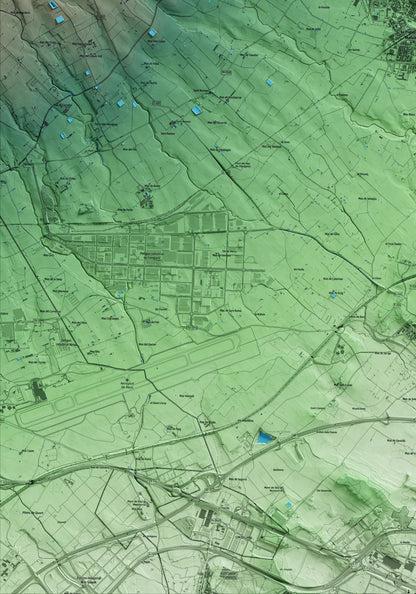Mapa artístico del relieve del Morell, al Tarragonès, con 15 km de entorno y base topográfica ICGC. Detalle de la zona inferior izquierda.