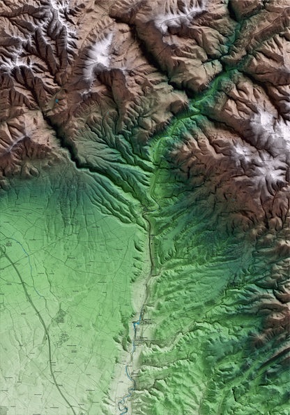 Mapa artístico del relieve del Pont d'Armentera, al Alt Camp, con 15 km de entorno y base topográfica ICGC
