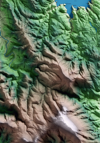 Mapa artístico del relieve del Port de la Selva, al Alt Empordà, con 15 km de entorno y base topográfica ICGC. Detalle de la zona inferior derecha.