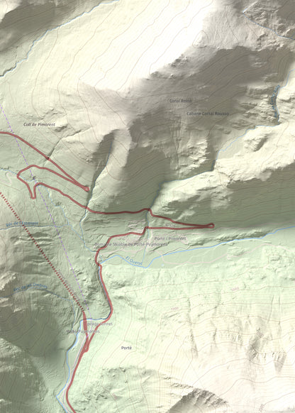 Mapa de relieve del Punxó, 2581 m, Cerdanya Nord, lámina 100 Cims de Trobart. Detalle de la zona superior izquierda. 50 × 70 cm.
