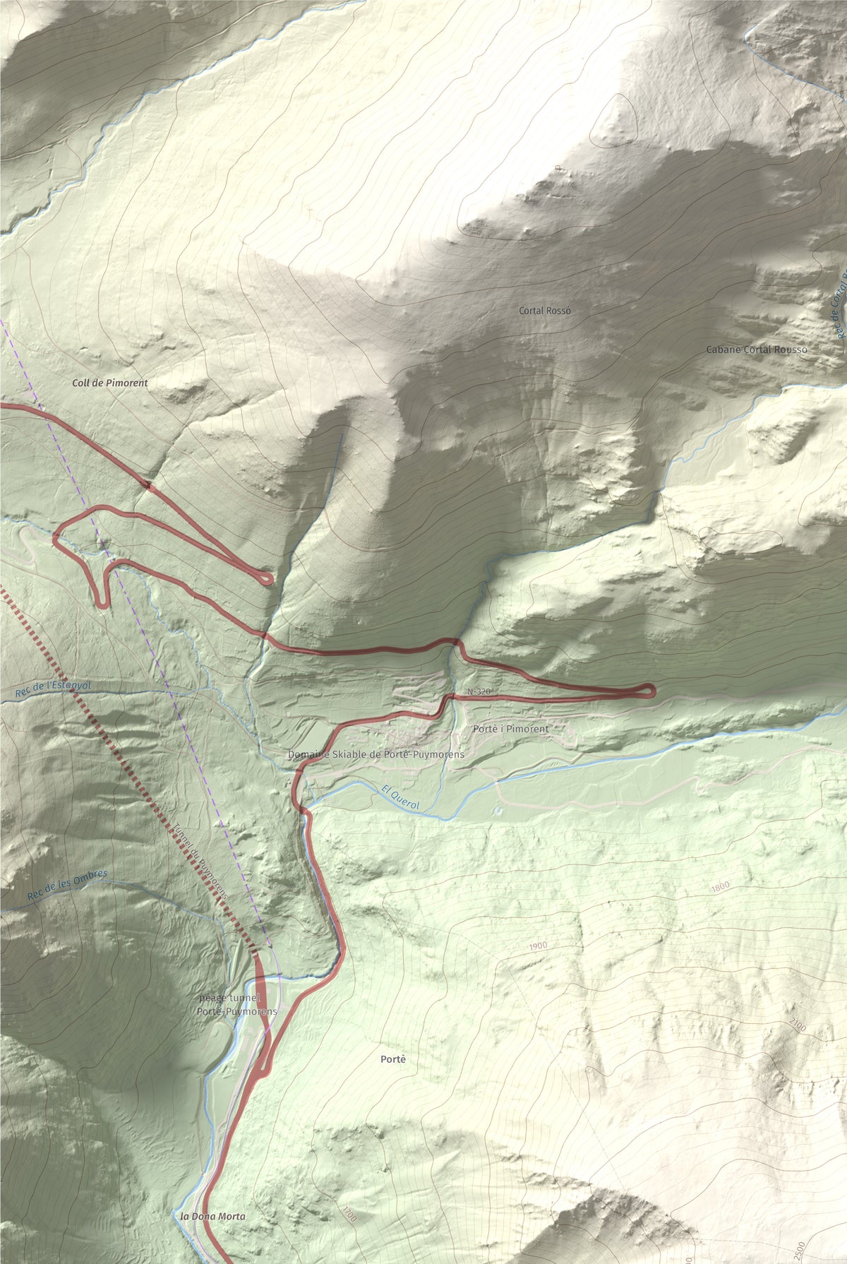 Mapa de relieve del Punxó, 2581 m, Cerdanya Nord, lámina 100 Cims de Trobart. Detalle de la zona superior izquierda. 61 × 91 cm.