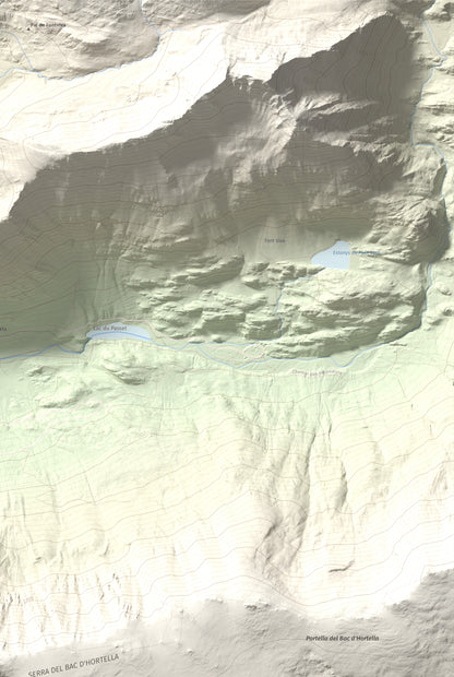 Mapa de relieve del Punxó, 2581 m, Cerdanya Nord, lámina 100 Cims de Trobart. Detalle de la zona superior derecha. 61 × 91 cm.