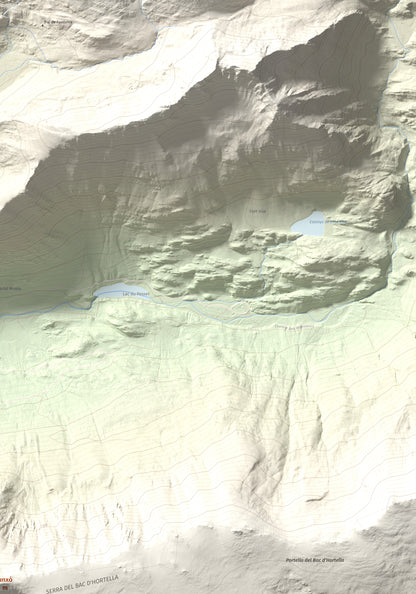 Mapa de relieve del Punxó, 2581 m, Cerdanya Nord, lámina 100 Cims de Trobart. Detalle de la zona superior derecha. 70 × 100 cm.